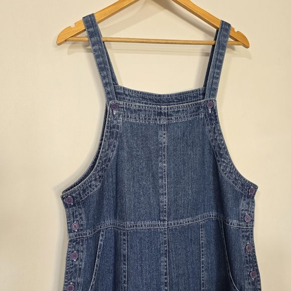 VINTAGE 90s Denim Overall Dress Jumper Size L Maxi - Picture 3 of 6